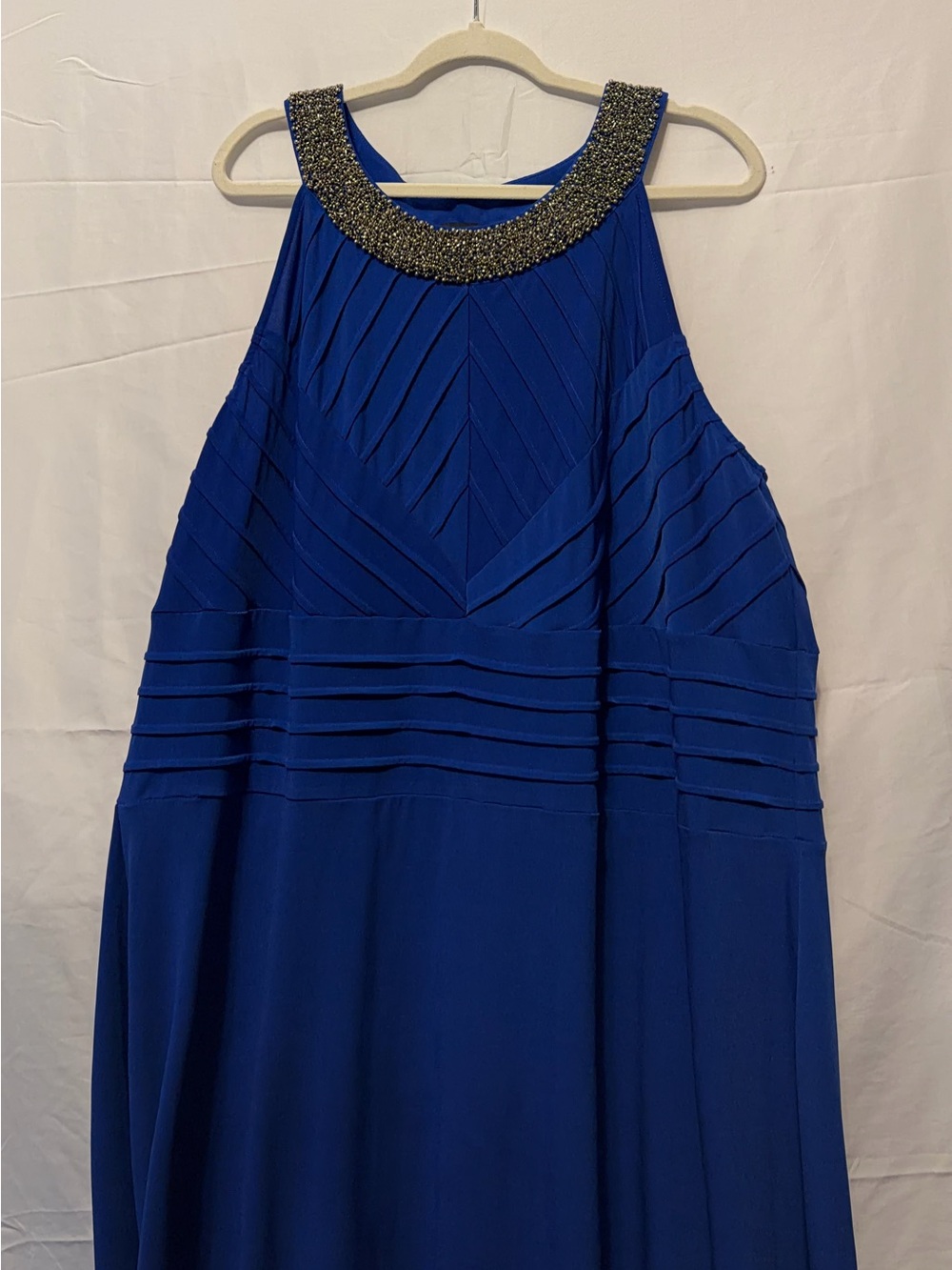 Royal Blue Maxi Dress with Pleated Bodice